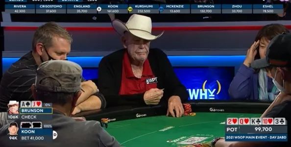 【EV扑克】牌局分析：Doyle Brunson在WSOP主赛事中冷漠的弃掉顺子