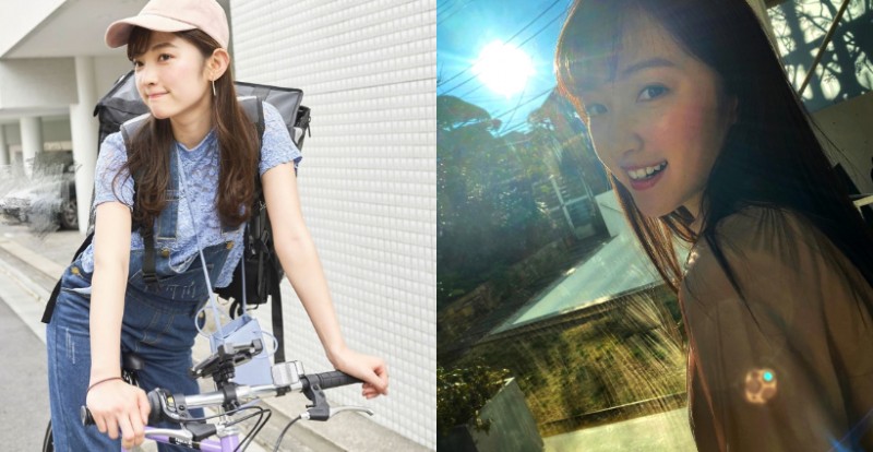 【捕鱼王】日本的外送也很正！超甜美Uber Eats「正妹外送員」騎腳踏車送餐到家
