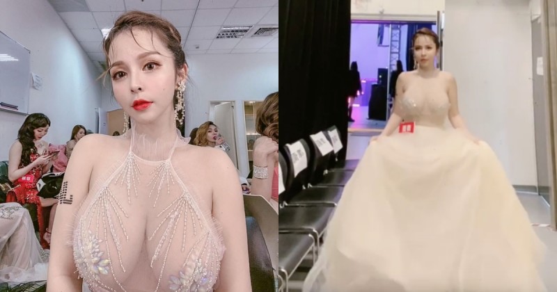 【捕鱼王】頒獎後台的超辣風景！巨乳波神「香菱」透視禮服威力兇猛，每步都溢滿乳香