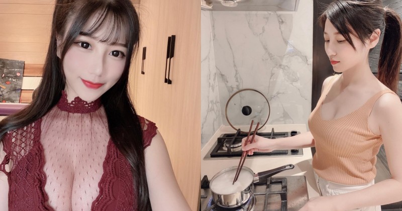 氣質甜美「理想型女友」在家好賢慧，「飽滿雪乳」若隱若現太養眼，網友：真的好漂亮！