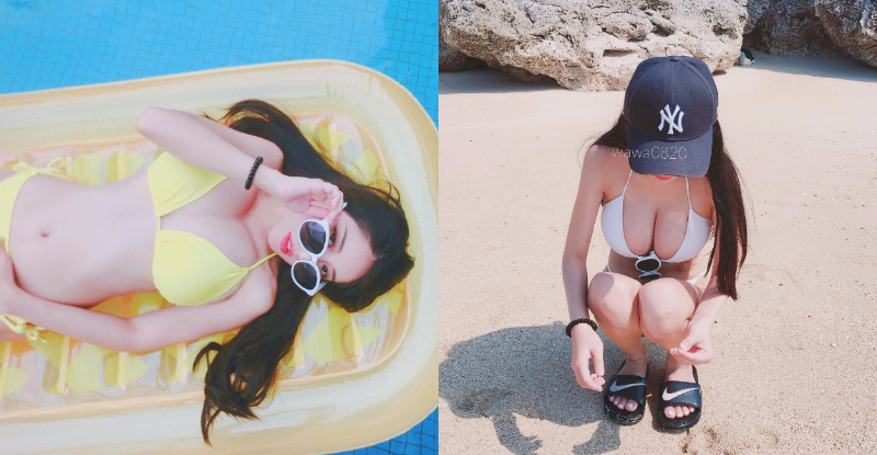 超狂乳量！海邊捕捉「爆乳正妹」邪惡角度讓人醉！「豐滿G杯」比基尼也快罩不住了！