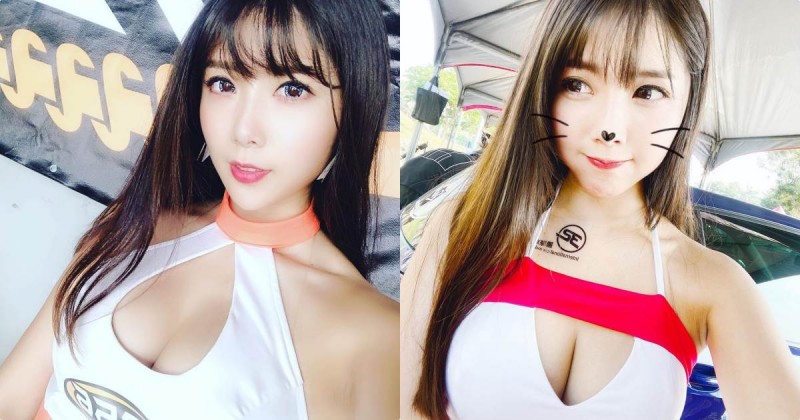 【捕鱼王】車展上的火辣美乳正妹「妮妮兒」，胸前挖空造型好兇狠！
