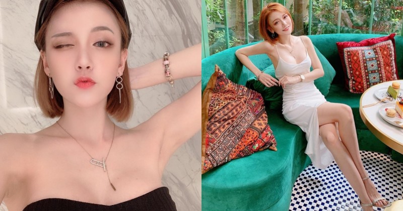 【捕鱼王】又被辣到！身材纖細的小臉美女「林酸酸」，細肩帶爆乳洋裝女人味十足！