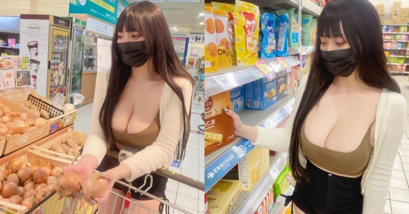 【捕鱼王】F奶巨乳運動員「低胸逛超市」！濃濃乳香藏不住，熱褲下「白嫩美腿」若隱若現！