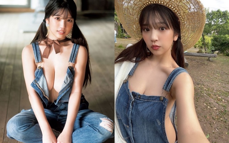 【捕鱼王】哪來這麼大的農婦！？「藤乃あおい」吊帶褲裡面沒穿　中路大開解放人字深溝