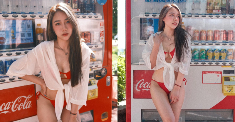 【捕鱼王】「比基尼辣妹」乳擋販賣機，「彈嫩猛溝」讓人超想來杯厚奶茶！