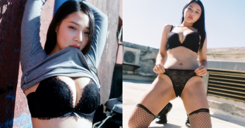 【捕鱼王】大膽愛人！「蕾蕾」頂樓放肆掀衣挑逗，黑蕾絲套裝「裸露美體」邀你野愛！