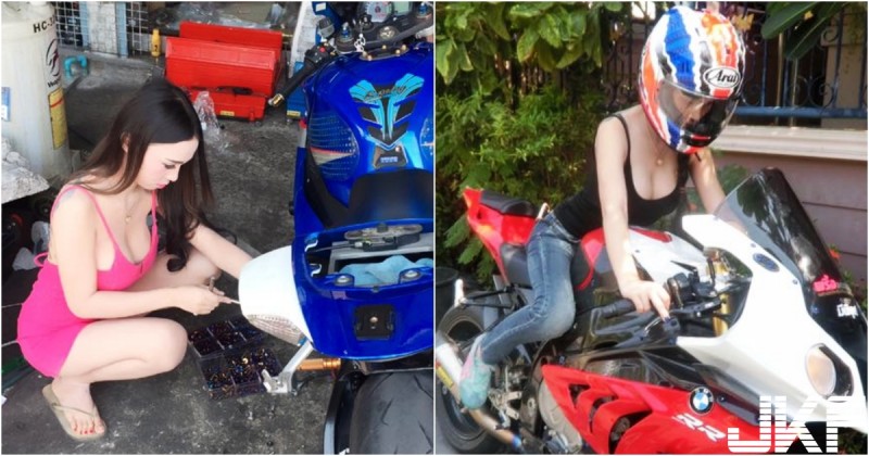 【捕鱼王】超兇猛「爆乳重機妹」！自己的車自己修！「彎腰就炸奶」形狀超明顯！