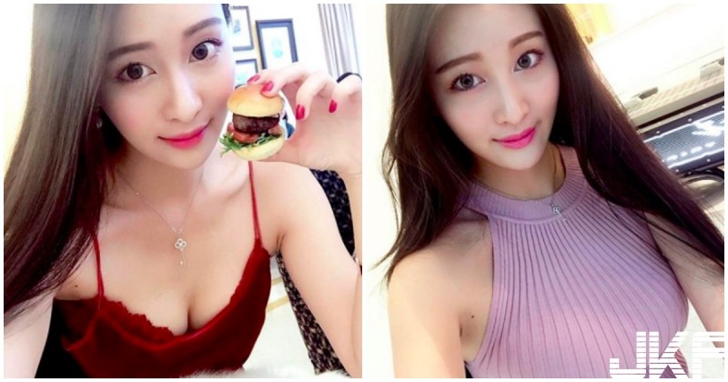 【捕鱼王】正妹穿火辣深V裝吃漢堡，酥胸一露就好傲人啊！