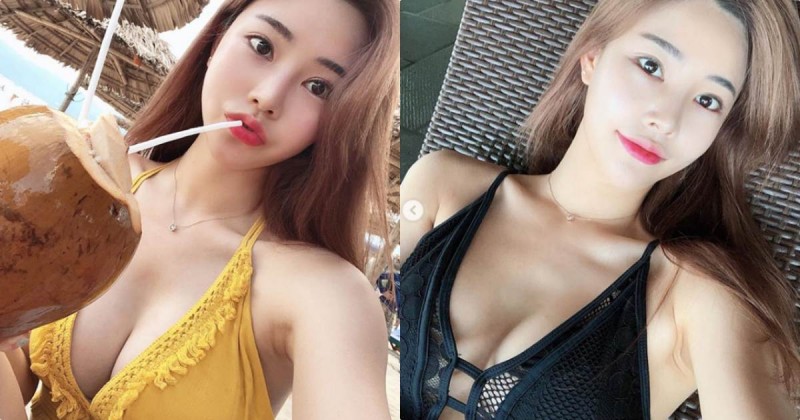 【捕鱼王】氣質正妹debon「暗藏豐滿深溝」，喝椰子汁放送「渾圓美乳」！