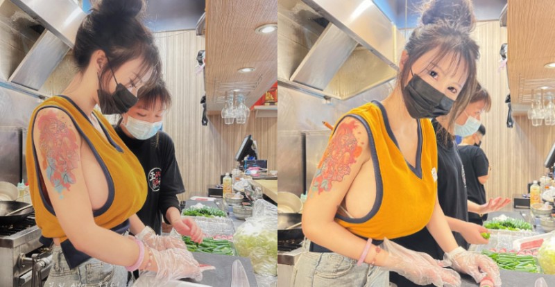 【捕鱼王】日式居酒屋「爆乳打工仔」豪露白嫩奶球　深溝接客服務一百分