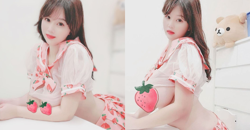 【捕鱼王】喝起來！「張維亞」搶先打出草莓牛奶，「K cup重乳系列」男粉都超愛！