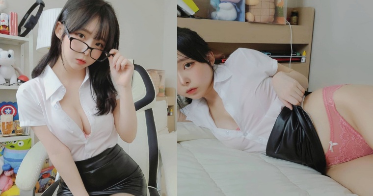 【捕鱼王】南韓正妹 Sunha 化身魅惑 OL！緊身白襯衫湧出豪乳  撩裙放電有夠辣